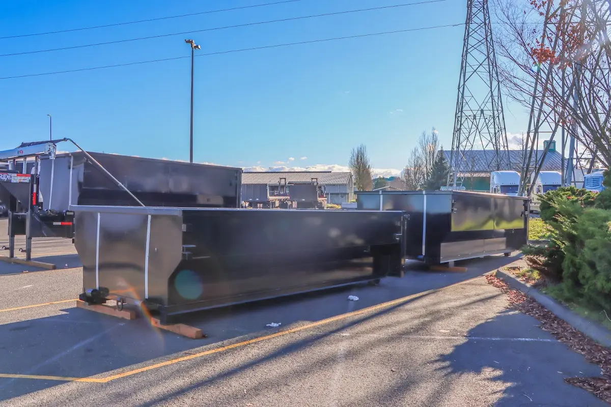 Roll-off dumpster ready for waste disposal at job site for 4 Yard Dumpster Rental in Germantown